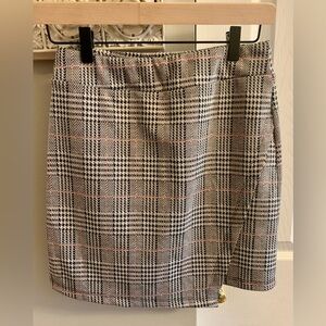 Peyton Jensen for Evereve Elegant Plaid Mini Skirt in Brown and Beige NWT - XS